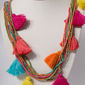 Beaded and tassel necklace